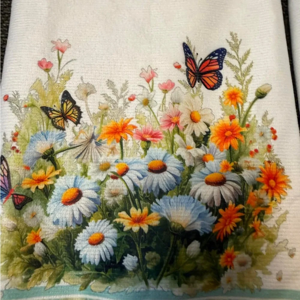 Floral Butterfly Kitchen Towels - Set of 2